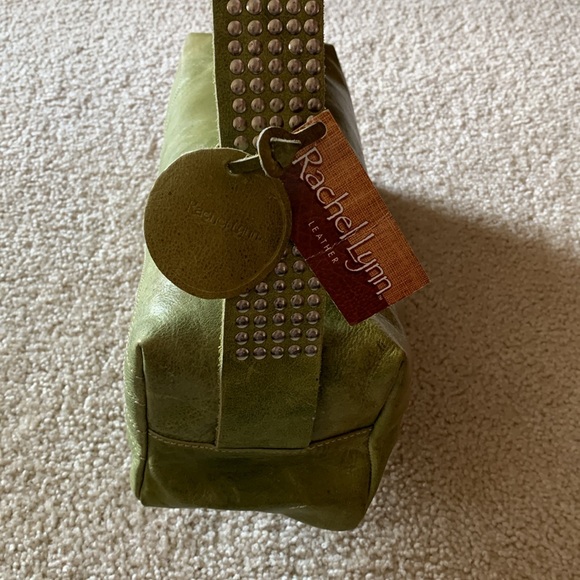 Rachel Lynn Soft Genuine Leather Green Purse/Shoulder Bag With Silver Accents - Picture 7 of 17